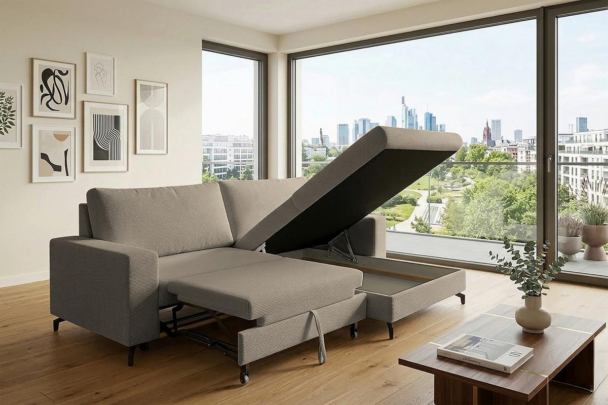 Kutna Garnitura Clara - bež, Moderno, tekstil (240/177cm) - Modern Living