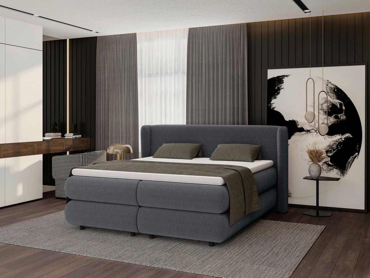 Boxspring Krevet Elodie - boje grafita/crna, Konvencionalno, tekstil/plastika (180/200cm) - Premium Living