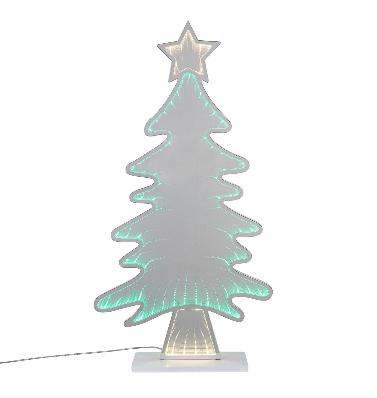Led-dekoleuchte Tanne Weiss/chromfarben - Chromfarben/Weiss, Design, Kunststoff (31,5/12/60cm) - Mömax