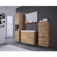 Badmöbel-Set 5-tlg. Malo ca. 140 cm Eiche - Eichefarben/Weiß, LIFESTYLE, Keramik/Holzwerkstoff (120cm) - P & B