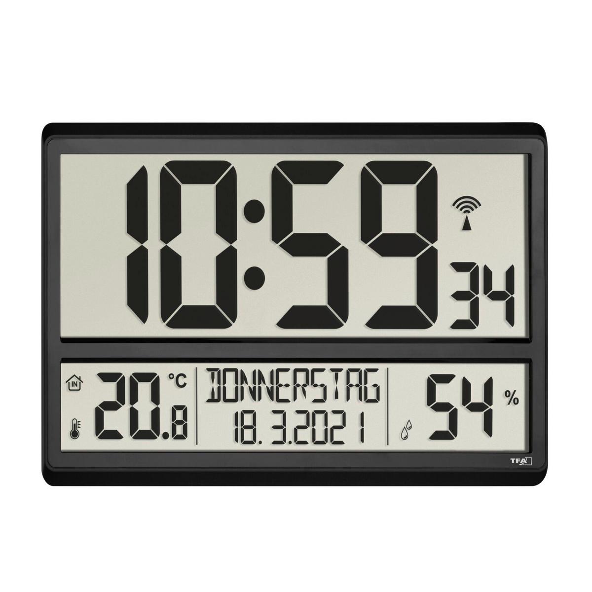 WANDUHR FUNKUHR - Schwarz, Basics, Kunststoff (36/2,8/23,5cm)