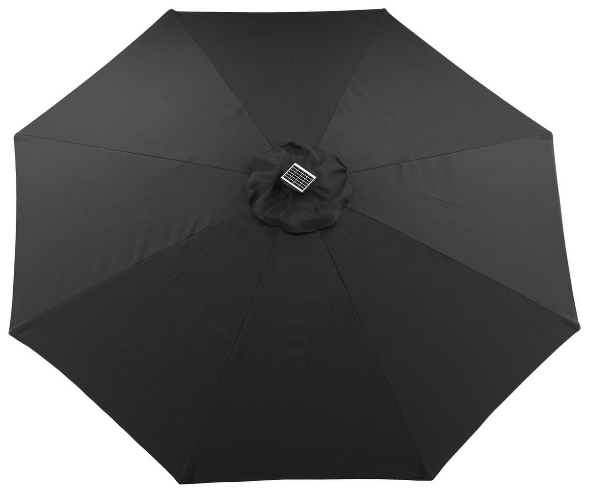 Sonnenschirm Sabal m. LED ca. 270x241 cm Schwarz Solar - Schwarz, KONVENTIONELL (270/241/270cm) - Gardenson