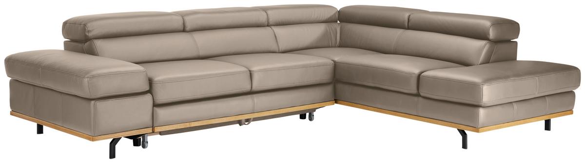 Wohnlandschaft Carmen rechts Creme - Creme/Schwarz, MODERN, Leder/Holz (292/72/226cm) - Premium Living