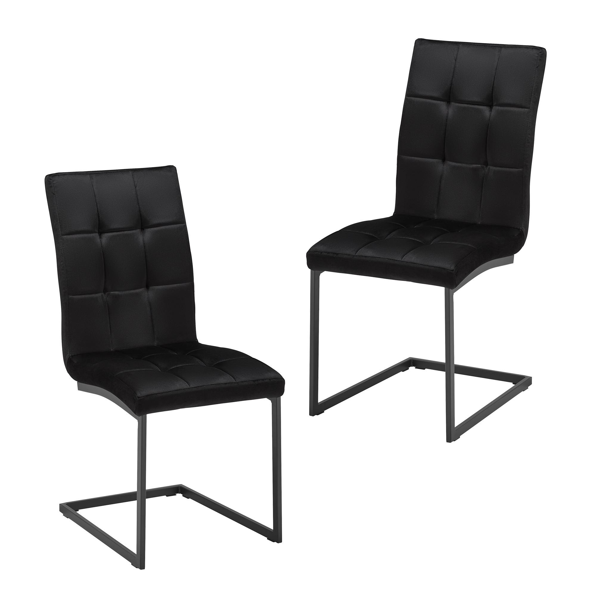 Schwingstuhl-Set "Mela", schwarz Samt - Schwarz, MODERN, Textil/Metall (44/95/60cm) - Bessagi Home