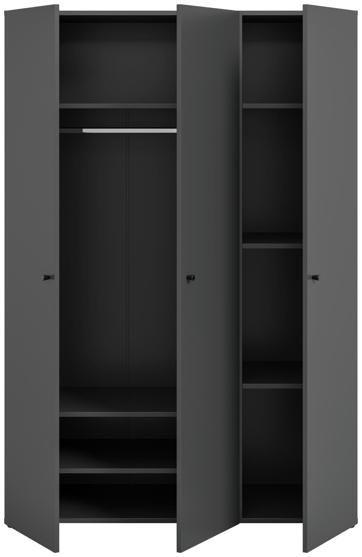 Drehtürenschrank DARWIN ca.120x176x51cm Anthrazit - Anthrazit/Schwarz, MODERN, Holzwerkstoff/Kunststoff (120cm) - MID.YOU