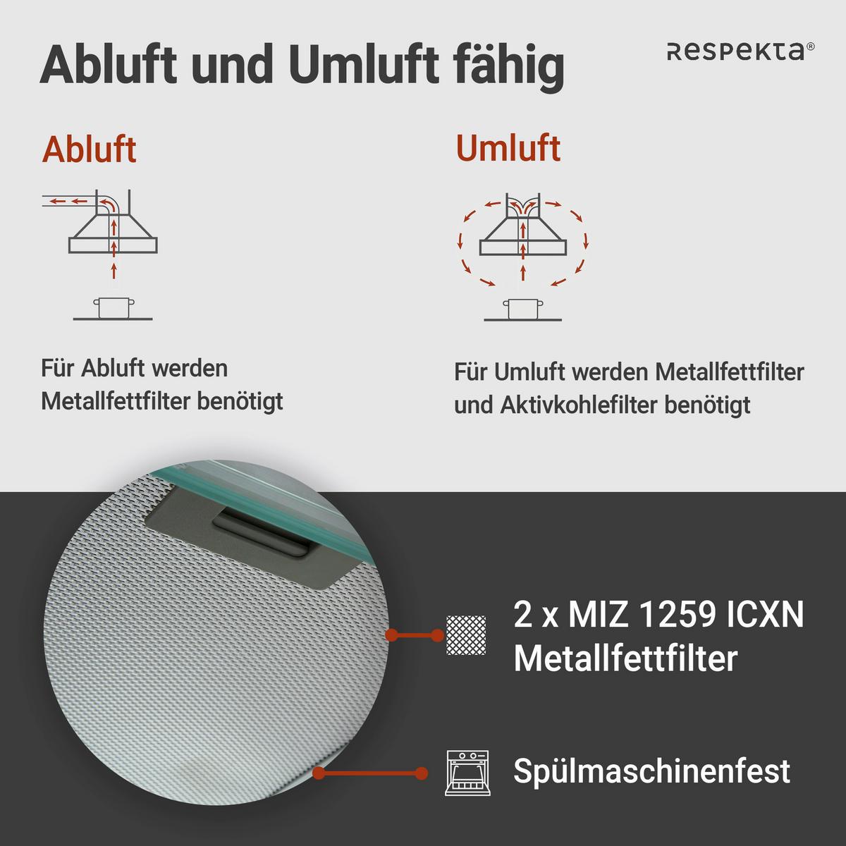 Dunstabzugshaube Tila ca. 60/13/50 cm Edelstahlfarben - Edelstahlfarben, Trend, Glas/Metall (60/13/50cm) - Respekta