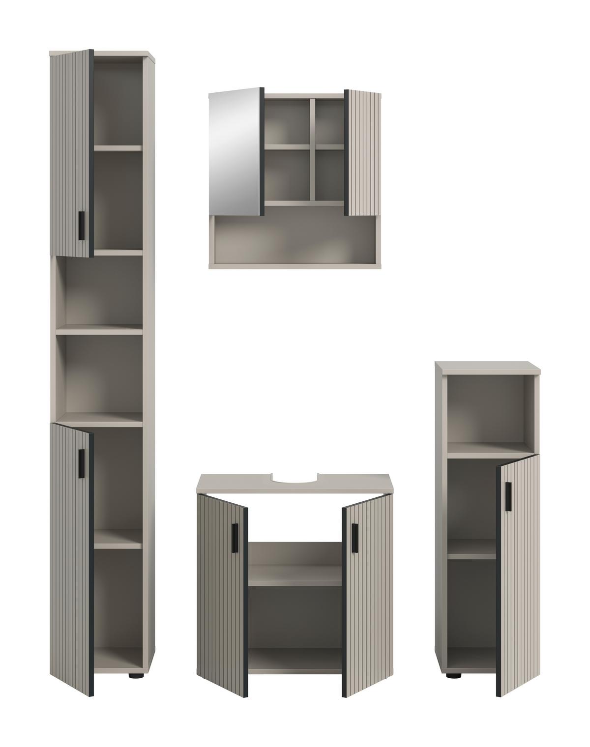 Badezimmer Mone Kaschmir - Kaschmir/Schwarz, Trend, Glas/Holzwerkstoff (120cm) - MID.YOU