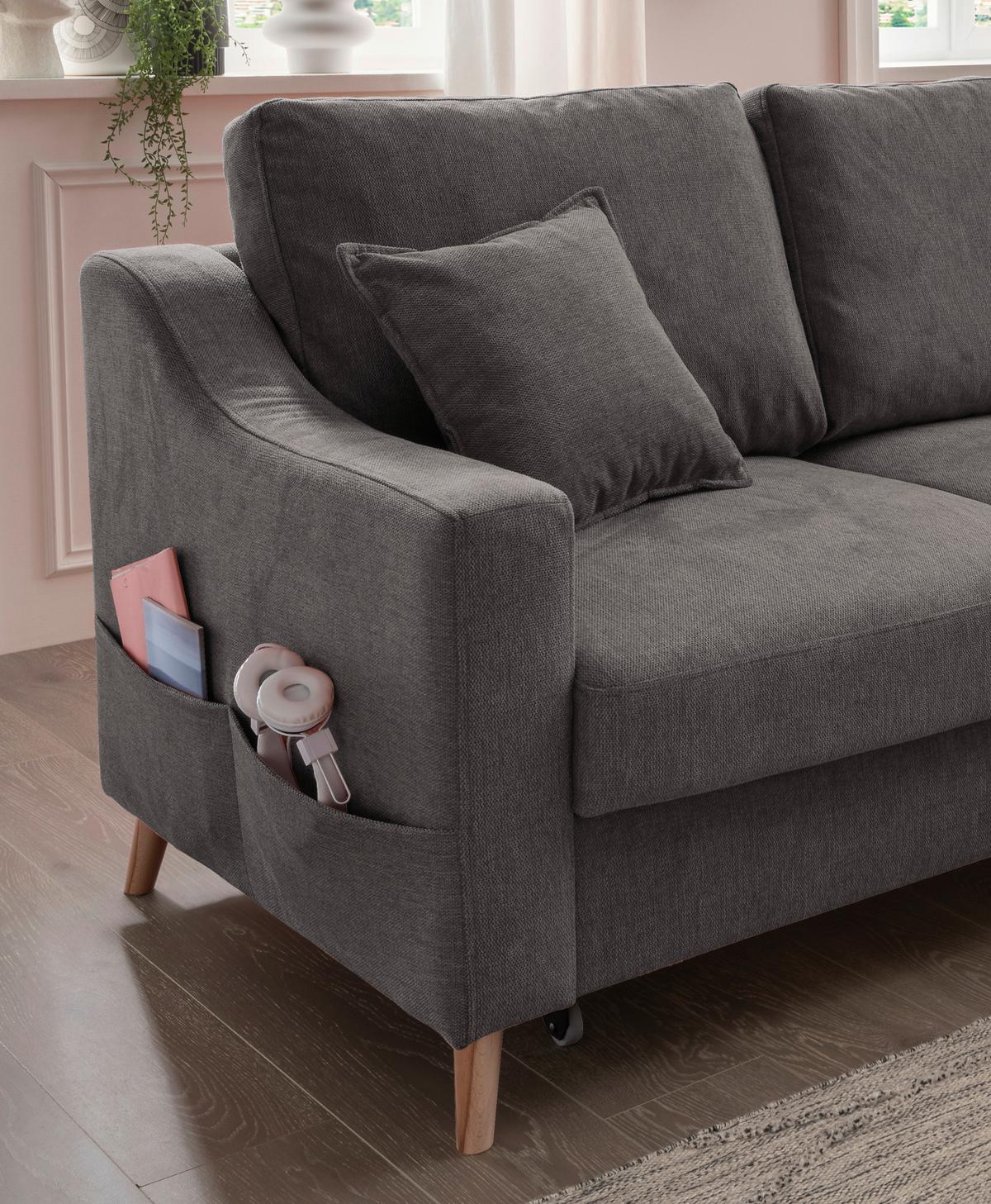 Wohnlandschaft Valentina Anthrazit Struktur - Anthrazit/Naturfarben, KONVENTIONELL, Holz/Textil (228/150cm) - P & B