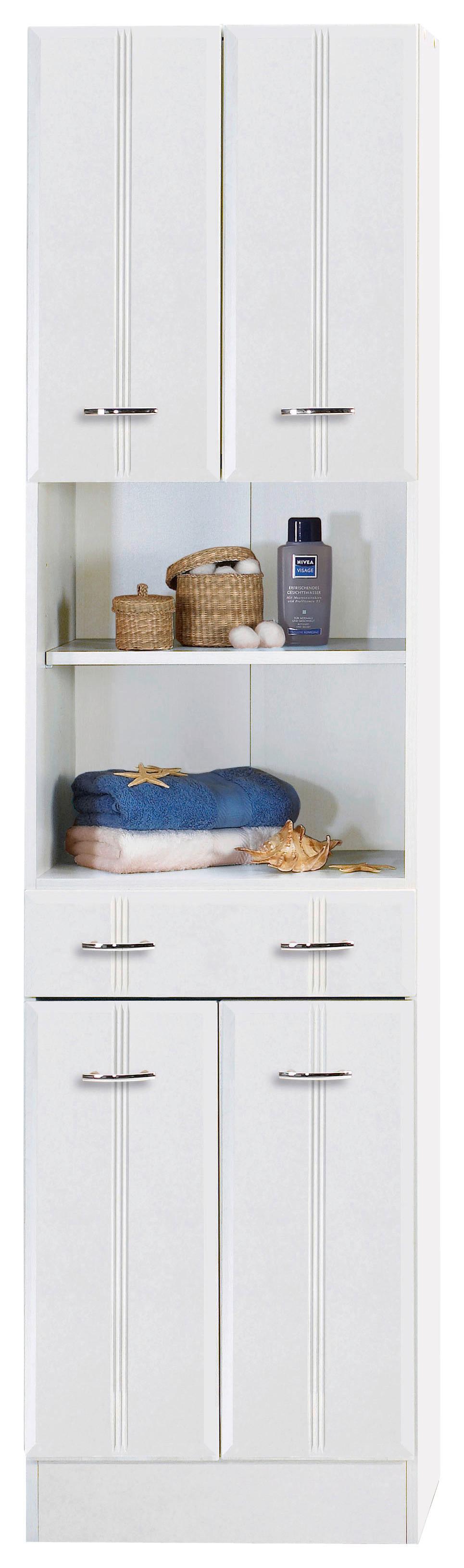 Hochschrank in Weiss 'Rallye' - Chromfarben/Weiß, KONVENTIONELL, Holzwerkstoff/Kunststoff (50/190/34cm) - Held