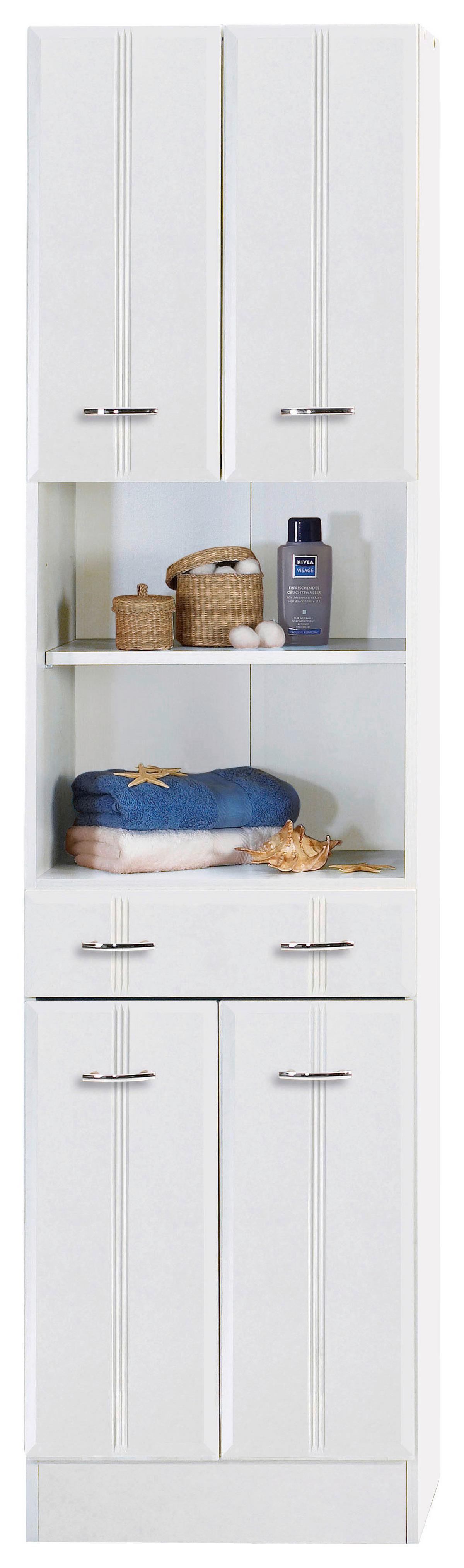 Hochschrank in Weiss 'Rallye' - Chromfarben/Weiß, KONVENTIONELL, Holzwerkstoff/Kunststoff (50/190/34cm) - Held