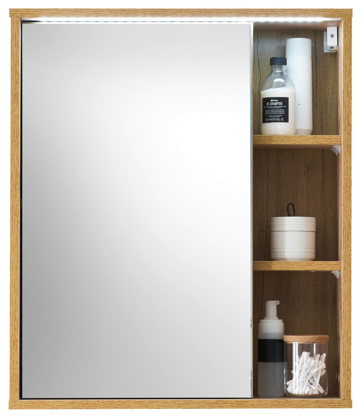 SZAFKA Z LUSTREM GREECE - dąb wotan, Modern, materiał drewnopochodny/szkło (60/70/20cm) - MID.YOU