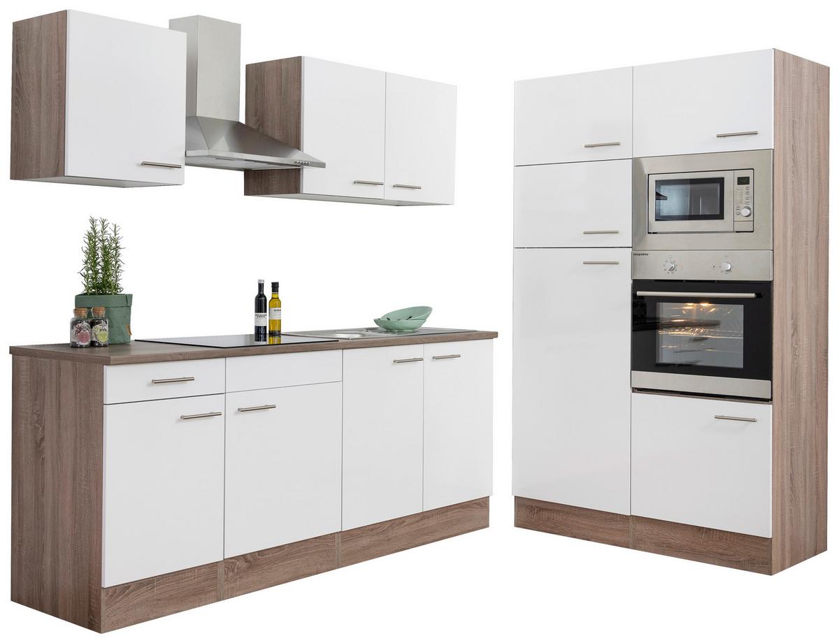 Küchenblock mit Geräte Eichefarben/Weiß B: ca. 330 cm - Eichefarben/Weiß, MODERN, Holzwerkstoff (330cm) - Respekta