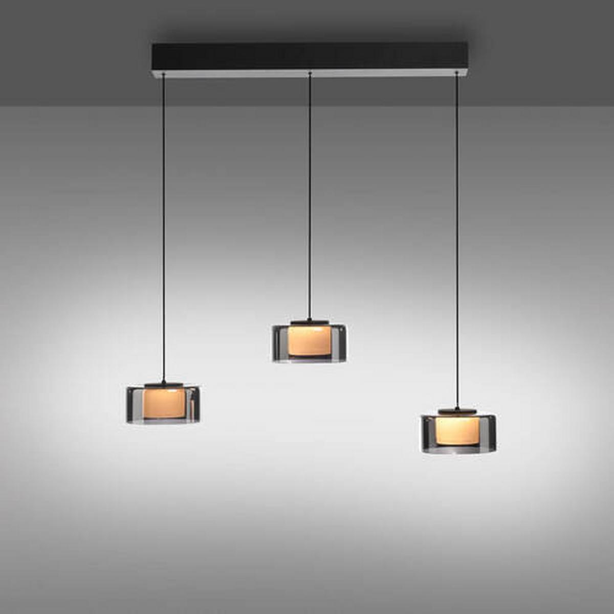 LAMPA WISZĄCA LED 2113-18 RIKA - czarny, Design, tworzywo sztuczne/metal (66/15/220cm) - Paul Neuhaus