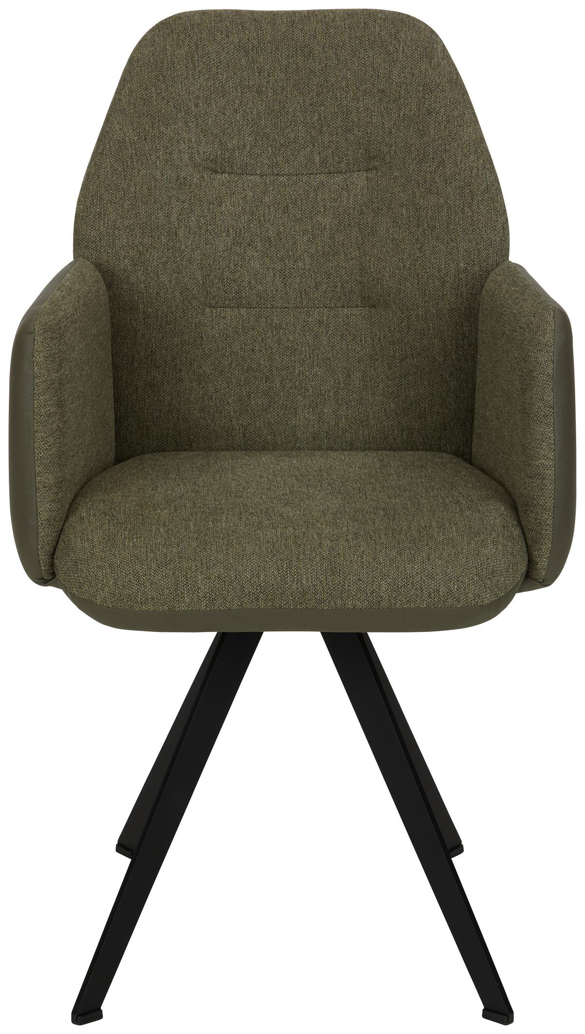 Armlehnstuhl Storm in Grün - Schwarz/Grün, Modern, Textil/Metall (57/96,5/63cm) - Premium Living