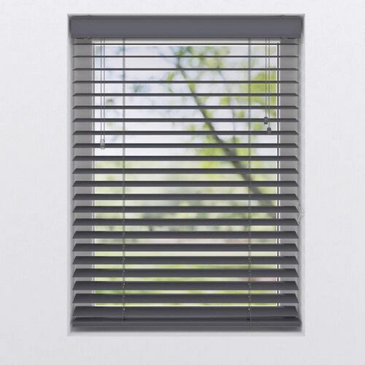 Jalousie PVC-JAL Holz 50mm Anthrazit ca. 60x130cm - Anthrazit, Design, Kunststoff (60/130cm)