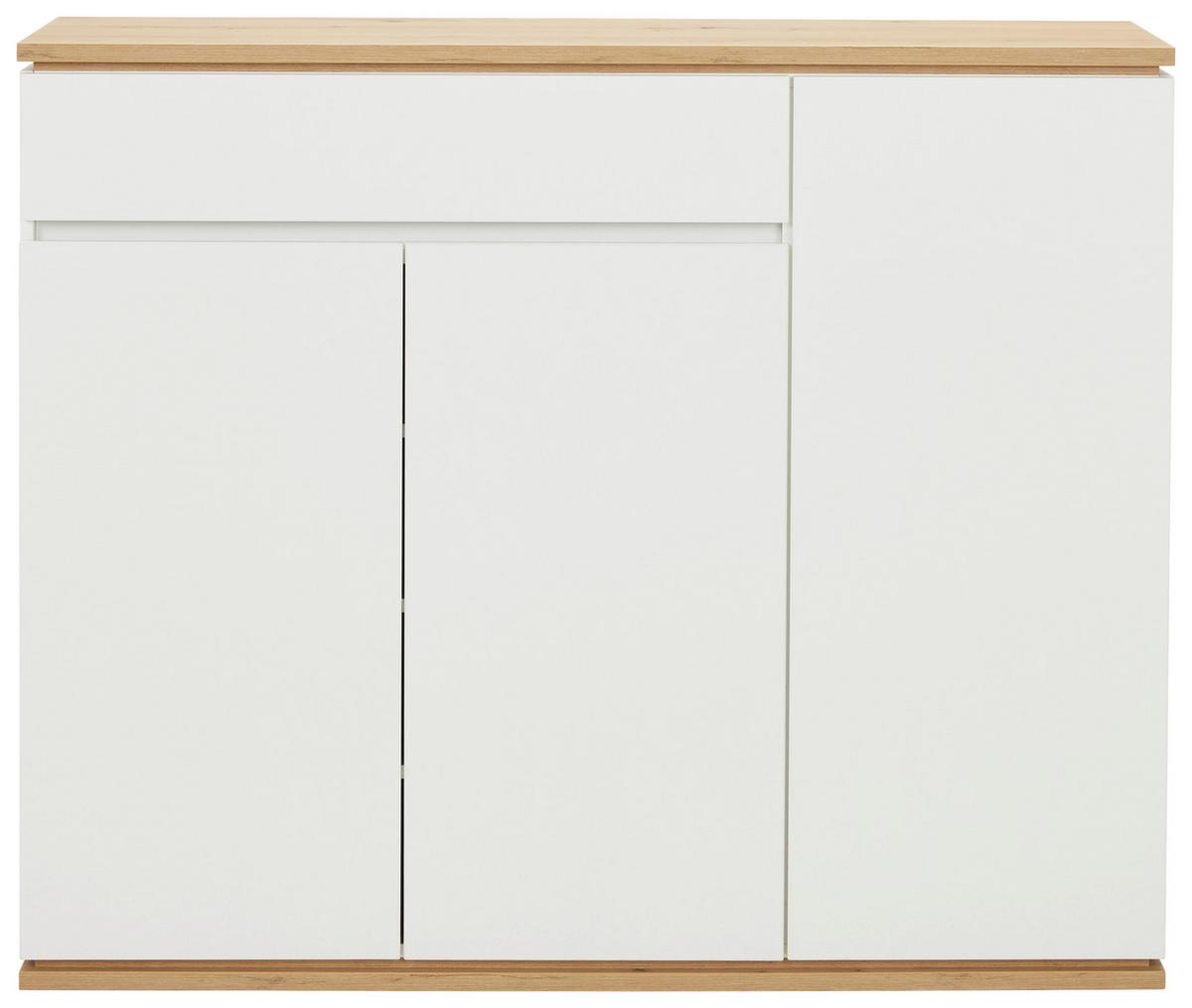 SZAFKA NA BUTY YAMAEL - biały/czarny, Design, materiał drewnopochodny/tworzywo sztuczne (135/112/38cm) - Xora