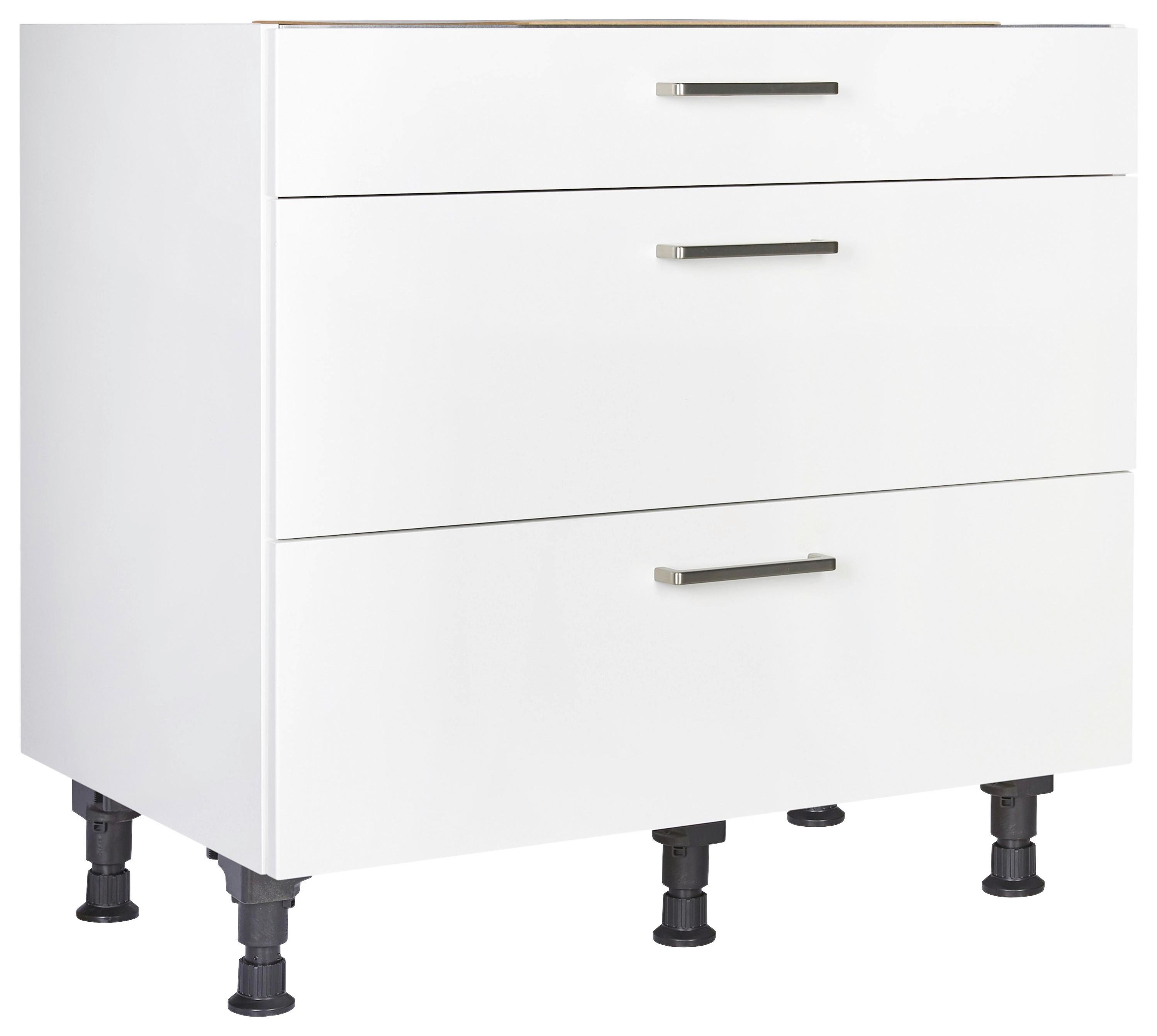 Kochfeldumbauschrank Touch Weiß - Edelstahlfarben/Weiß, MODERN, Holzwerkstoff/Metall (90/87/56cm) - Nobilia