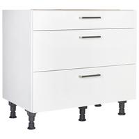 Kochfeldumbauschrank Touch Weiß - Edelstahlfarben/Weiß, MODERN, Holzwerkstoff/Metall (90/87/56cm) - Nobilia