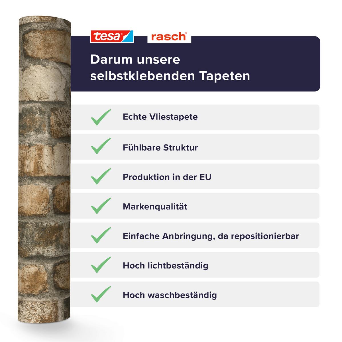 Tapete Clayton Braun - Braun, Natur, Textil (600/53cm) - Tesa