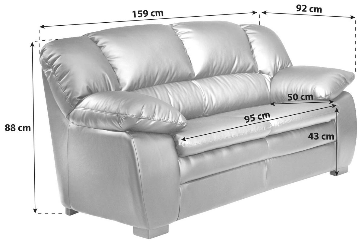 Zweisitzer-Sofa "Casino I" , schwarz - Schwarz, KONVENTIONELL, Kunststoff/Textil (159/88/92cm) - MID.YOU
