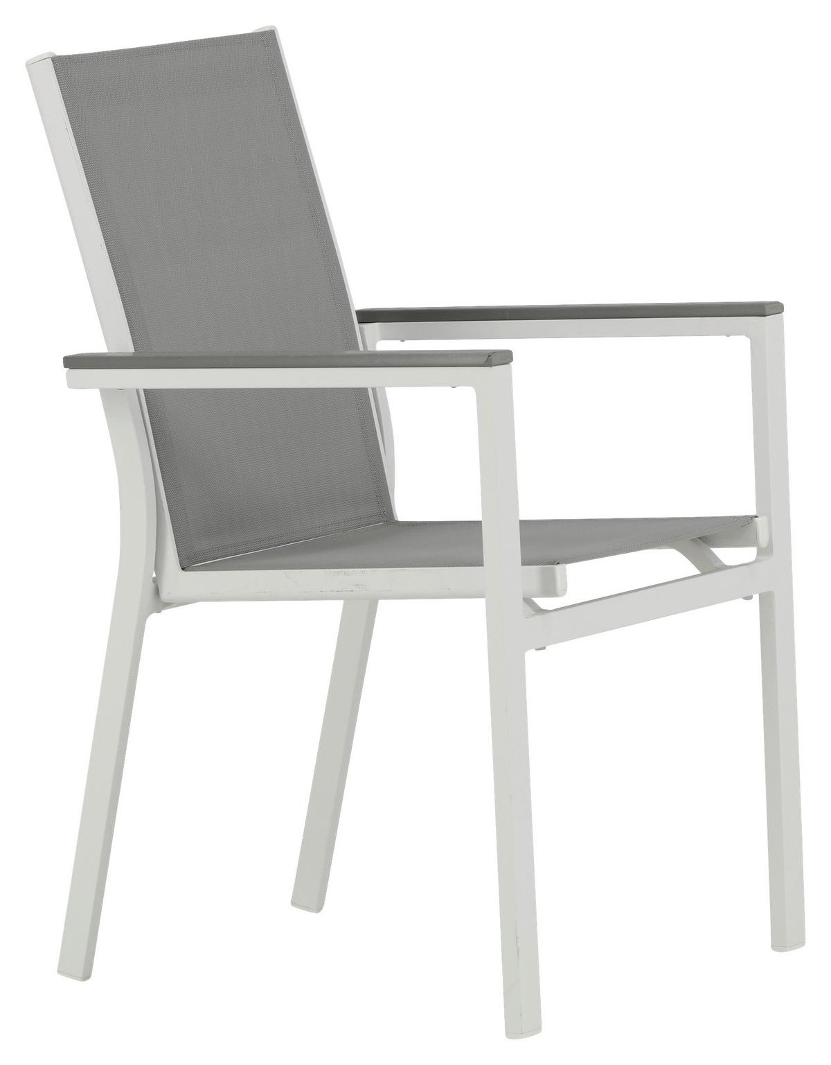 Gartenstuhl 2er-Set Parma ca. 57x90x60 cm Grau/Weiß - Weiß/Grau, KONVENTIONELL, Textil/Metall (57/90/60cm) - Gardenson