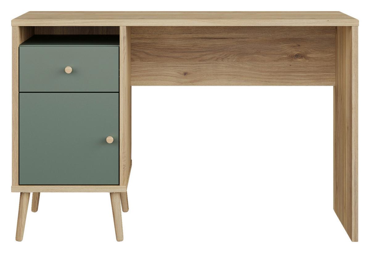 Schreibtisch Whenua Eichefarben/Salbeigrün - Salbeigrün/Eichefarben, KONVENTIONELL, Holz/Holzwerkstoff (120/77/53cm) - Mömax