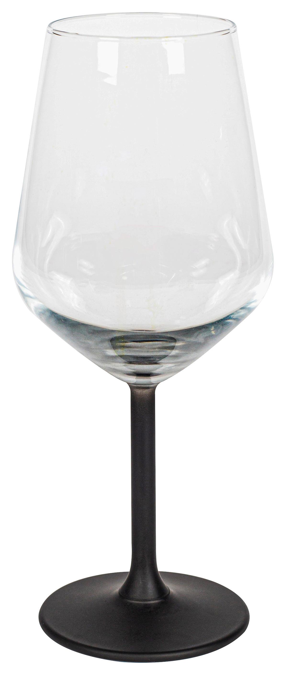 Weinglas Nini in Klar/Schwarz Ø ca. 6,4cm - Klar/Schwarz, MODERN, Glas (6,4/22cm) - Premium Living