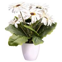 Kunstpflanze Gerberabusch I in Creme - Dunkelrosa/Creme, KONVENTIONELL, Kunststoff (27cm) - Modern Living