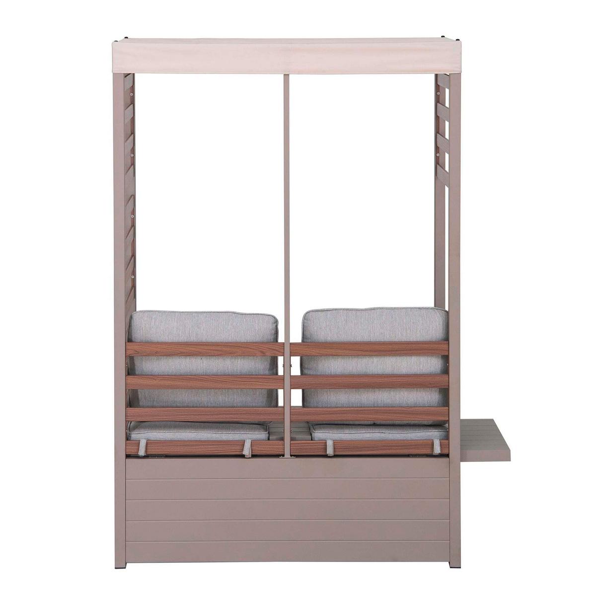 Loungegarnitur Gartensofa Faro Grau/Beige - Beige/Grau, Basics, Textil/Metall (146/191/56,5cm) - Modante