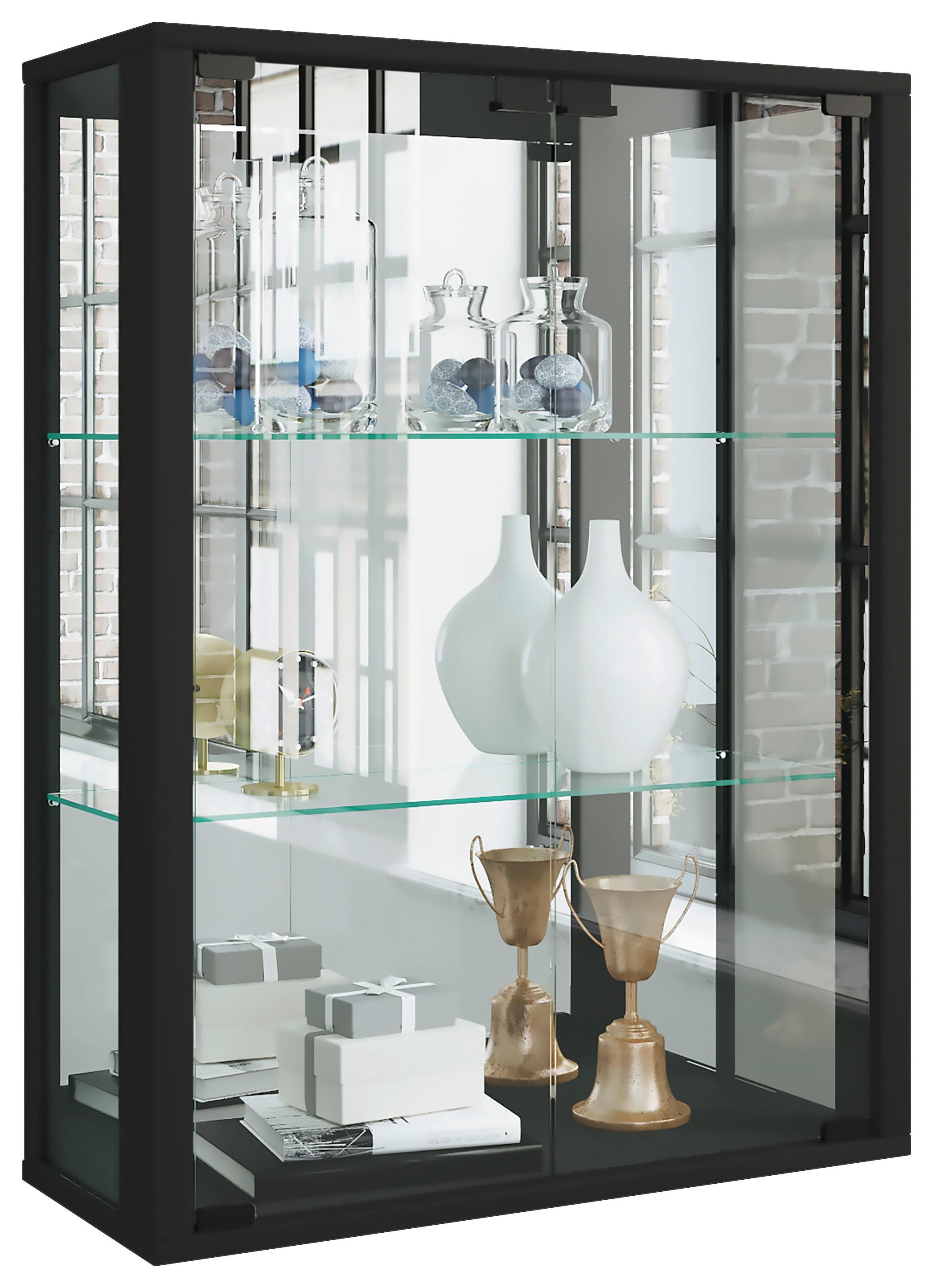 Hängevitrine Udina in Schwarz - Schwarz, MODERN, Glas/Holz (60/80/25cm) - MID.YOU