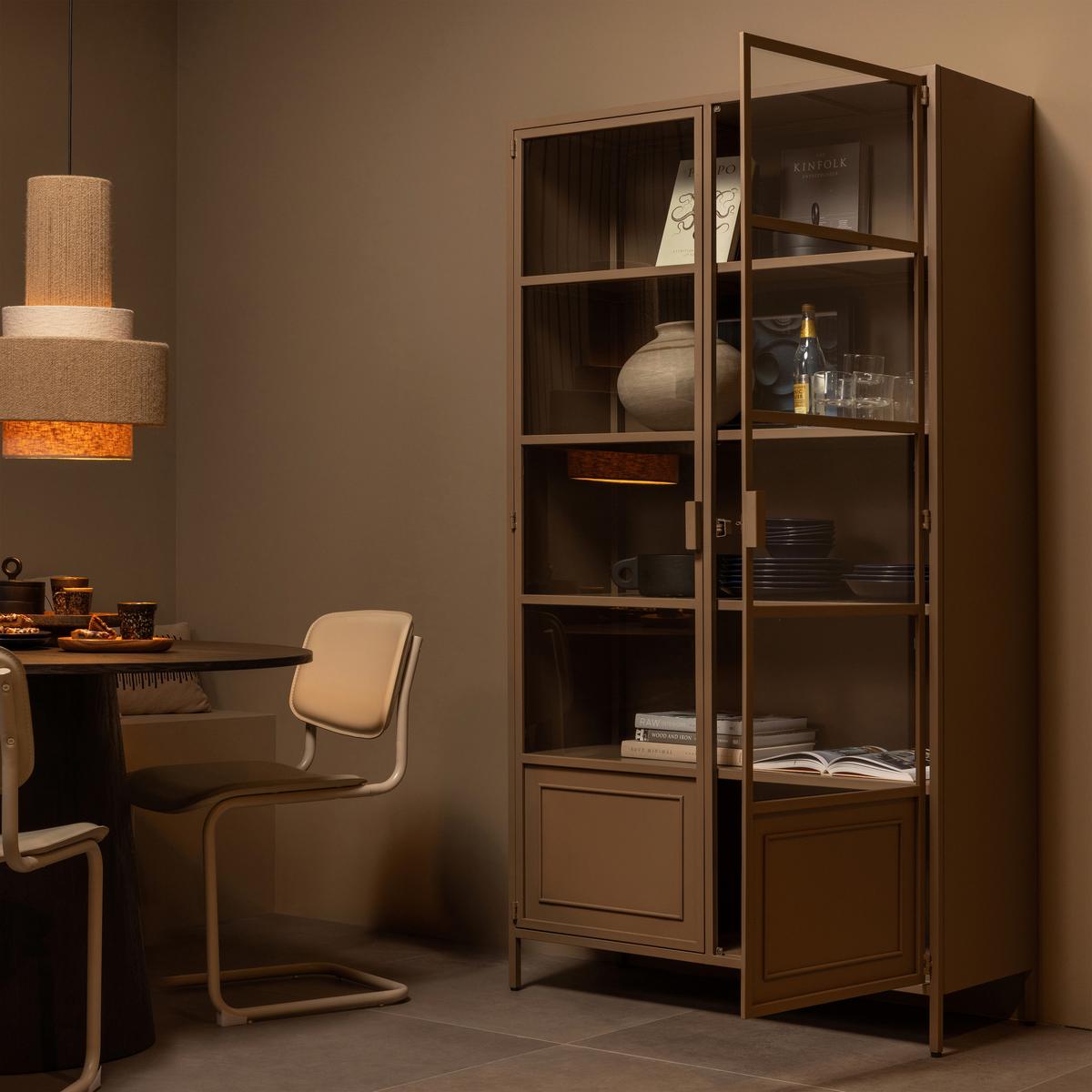 Vitrine Ronja Braun B: 110 cm - Braun, Design, Glas/Metall (110/189/43cm) - Livetastic