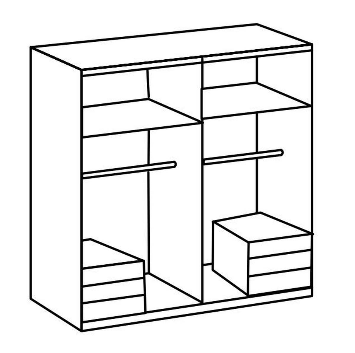 Drehtürenschrank Level 36D ca. 200 cm Weiß/Graphit - Chromfarben/Weiß Hochglanz, MODERN, Holzwerkstoff/Metall (200/216/58cm) - MID.YOU