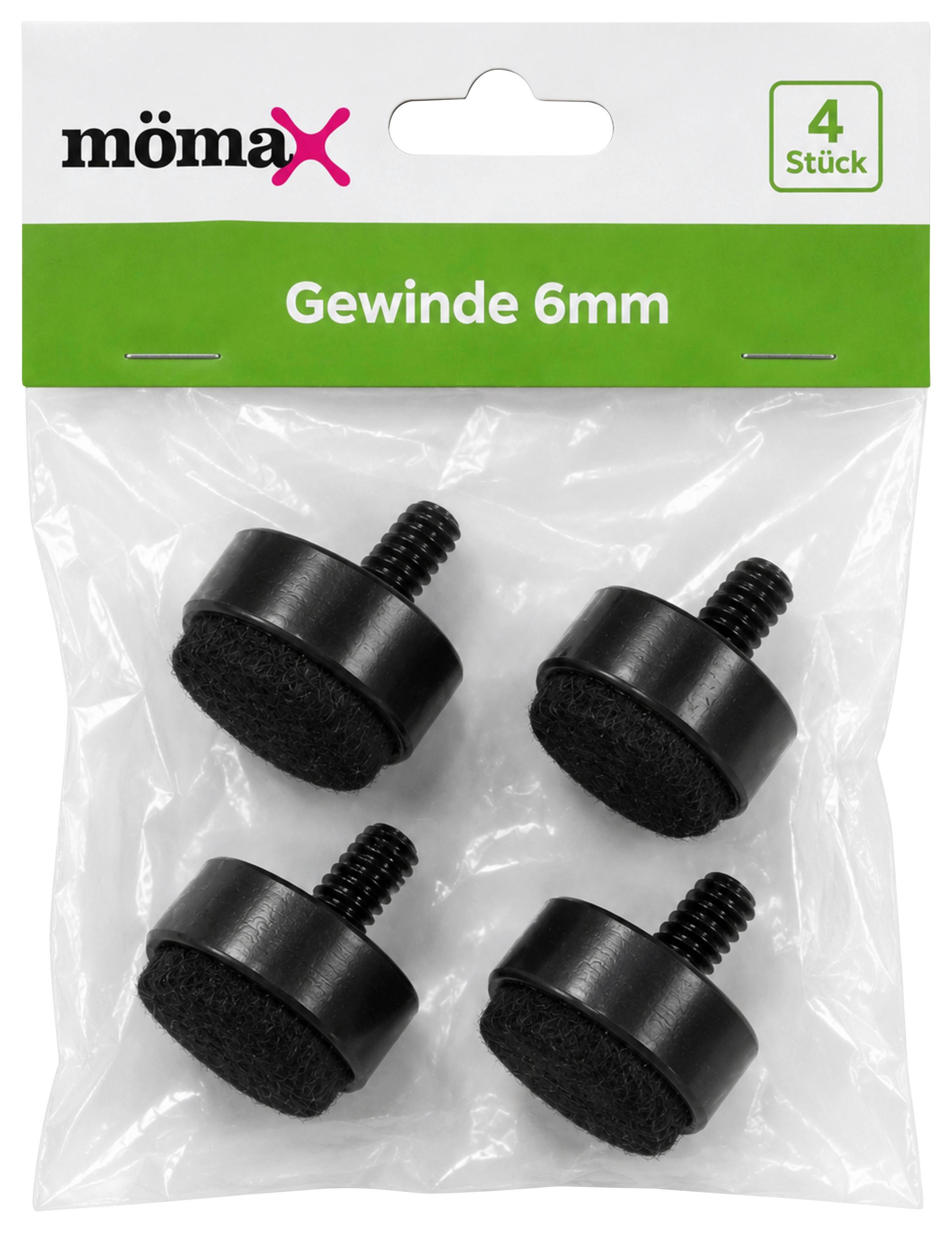 Filzgleiter Gert Schwarz 6mm Gewinde, 4er Set - Schwarz, Basics, Kunststoff (1.9/2.2/1.9cm) - Mömax