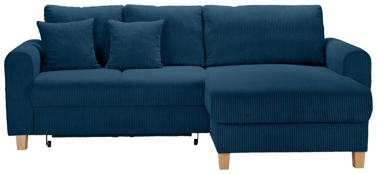 Wohnlandschaft Lille Blau - Blau/Hellbraun, MODERN, Holz/Textil (232/110/156cm) - Mömax