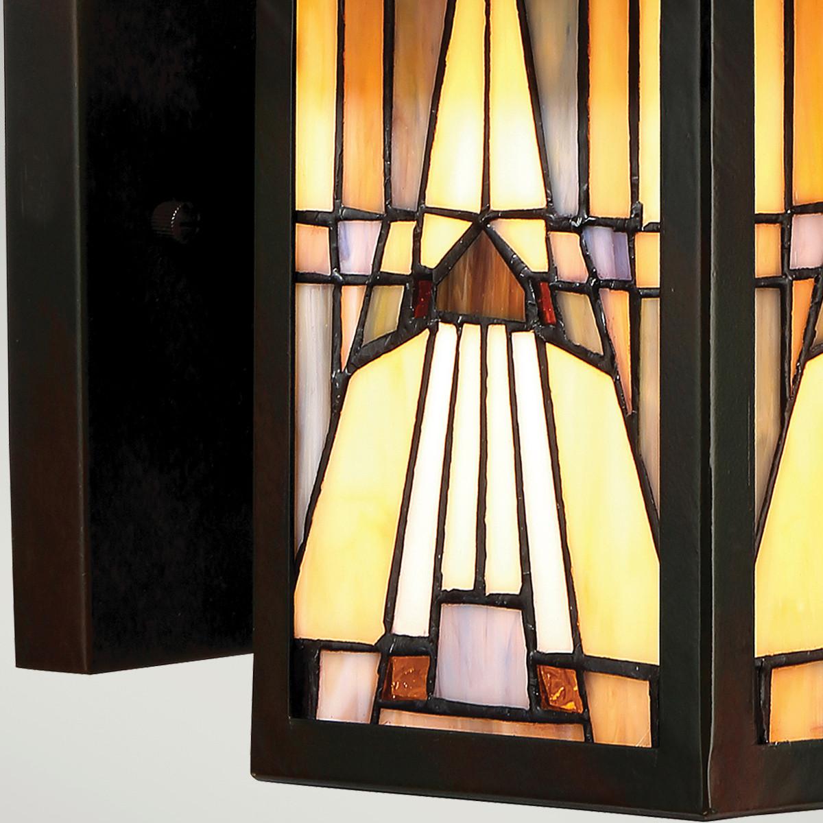 Kültéri Falilámpa Qz-Inglenook2-S Tiffany - bronzszínű, Konventionell, üveg/fém (17.8/28.7/22.6cm) - Elstead Lighting
