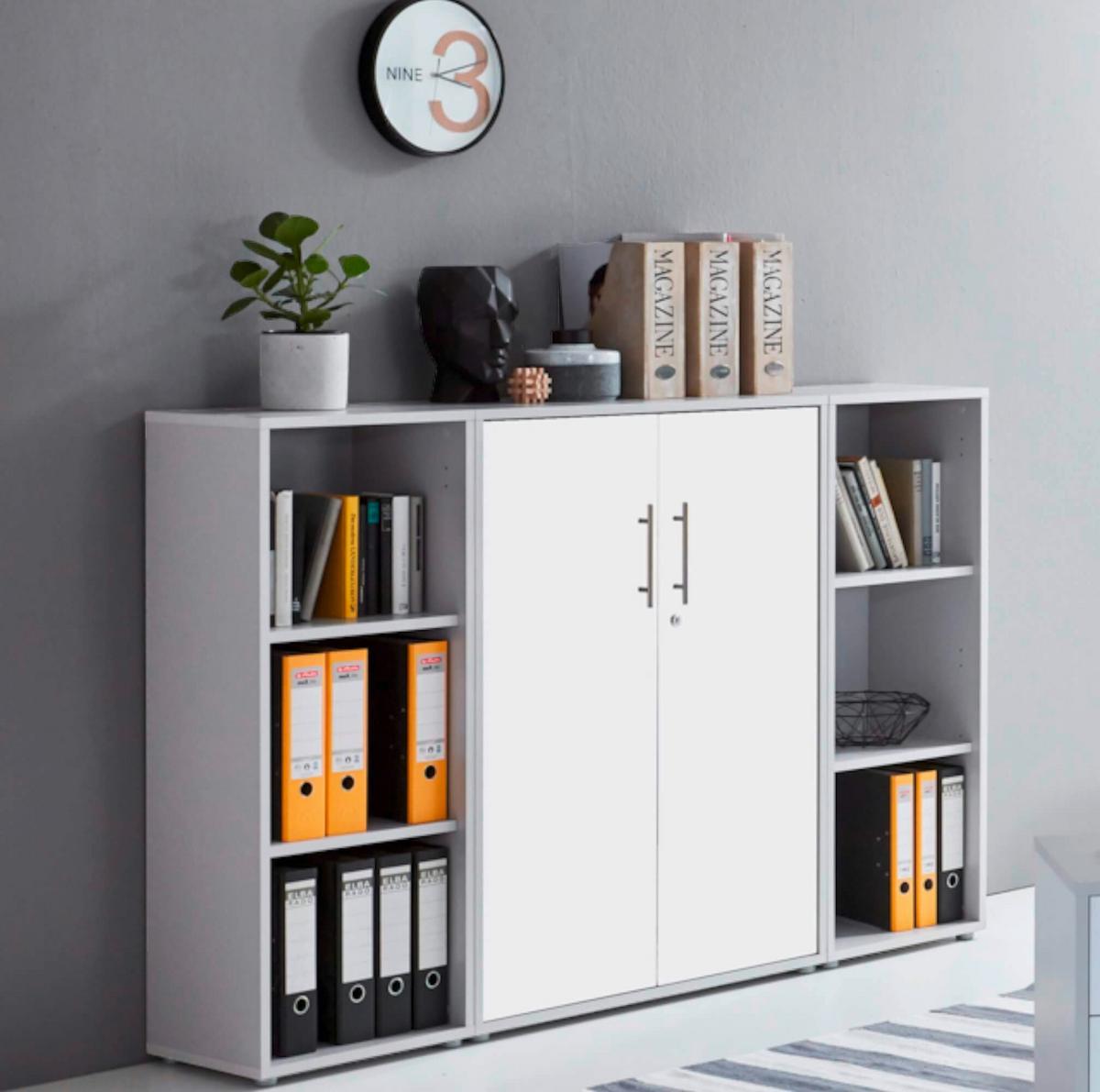 Büro Office Edition Set 5 Grau - Weiß/Grau, MODERN, Holzwerkstoff - MID.YOU