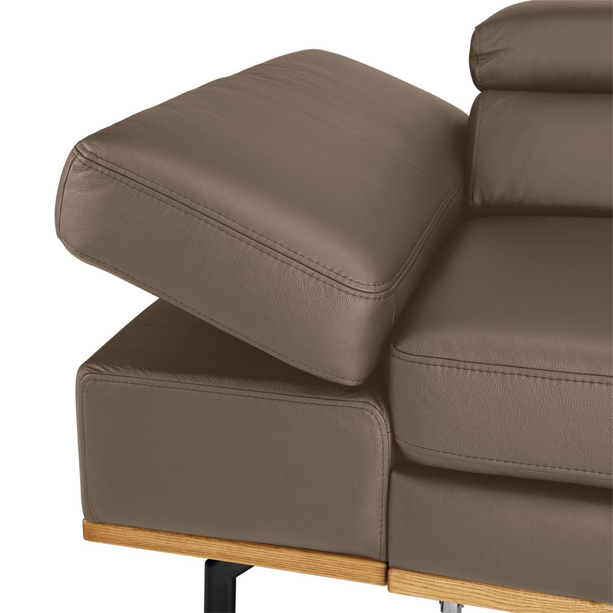 Wohnlandschaft Carmen rechts Haselnussfarben - Haselnussfarben/Schwarz, MODERN, Leder/Holz (292/72/226cm) - Premium Living