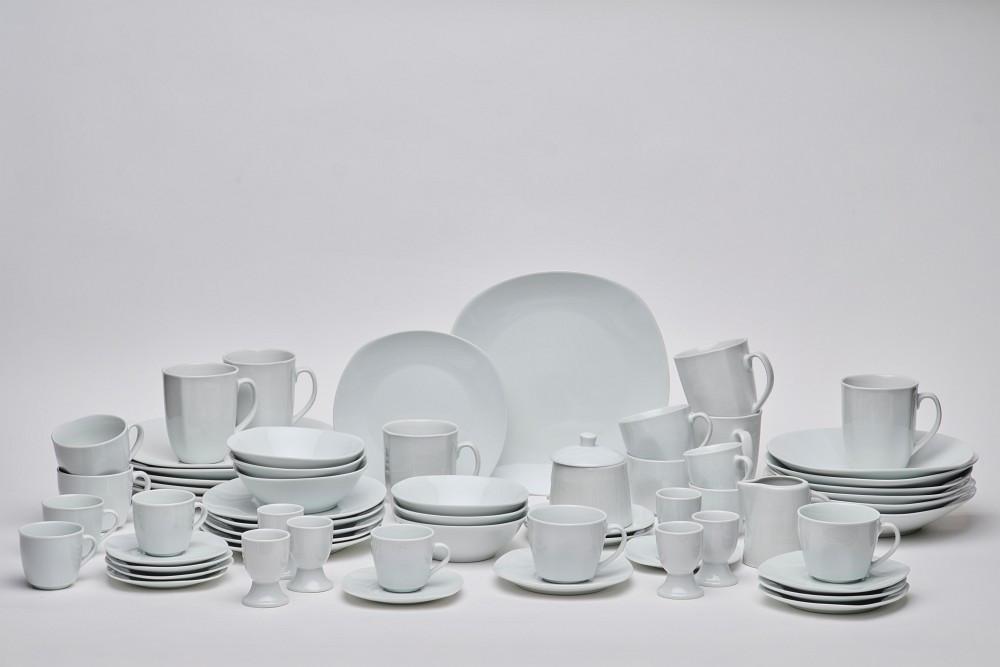 SERWIS OBIADOWO-ŚNIADANIOWY ASCONA - biały, Basics, ceramika - Novel