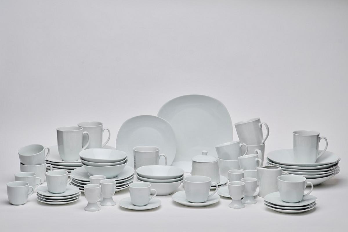 SERWIS OBIADOWO-ŚNIADANIOWY ASCONA - biały, Basics, ceramika - Novel
