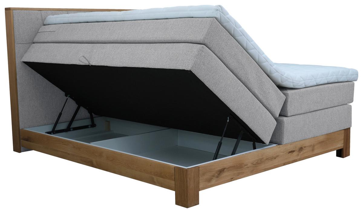 Boxspringbett Cloud Hellgrau ca. 160x200cm - Eichefarben/Hellgrau, KONVENTIONELL, Holz/Holzwerkstoff (160/200cm) - Premium Living