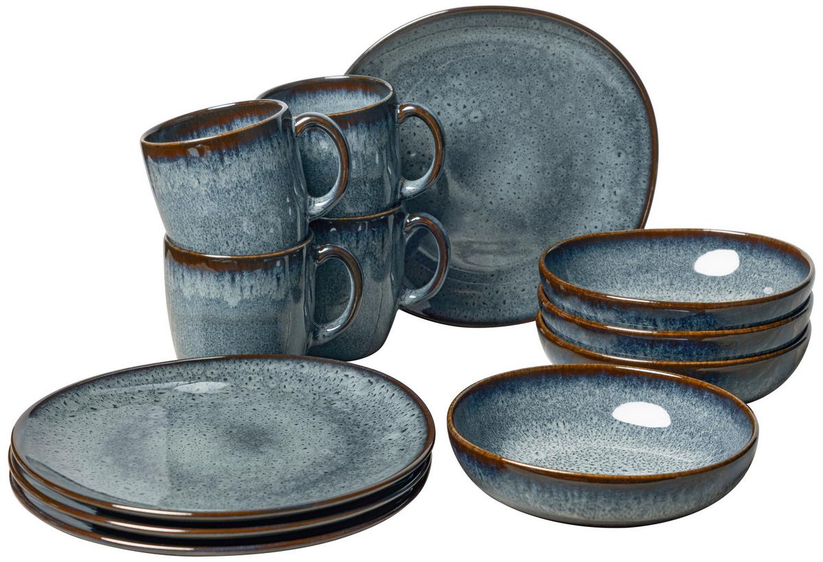 SERWIS ŚNIADANIOWY LAVE GRIS VILLEROY & BOCH - ciemnoszary, Basics, ceramika (34,5/19,4/32cm) - Villeroy & Boch