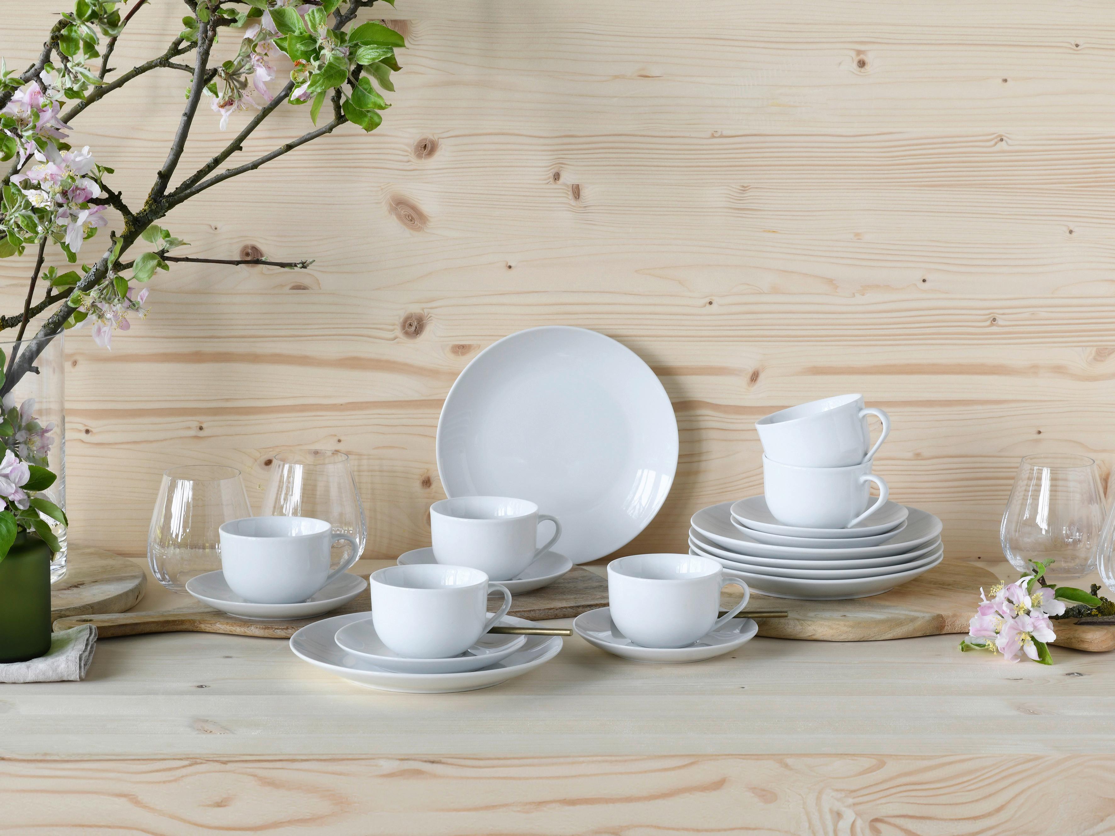 Kaffeeservice Luna Weiß, 18-teilig - Weiß, Basics, Keramik - Creatable