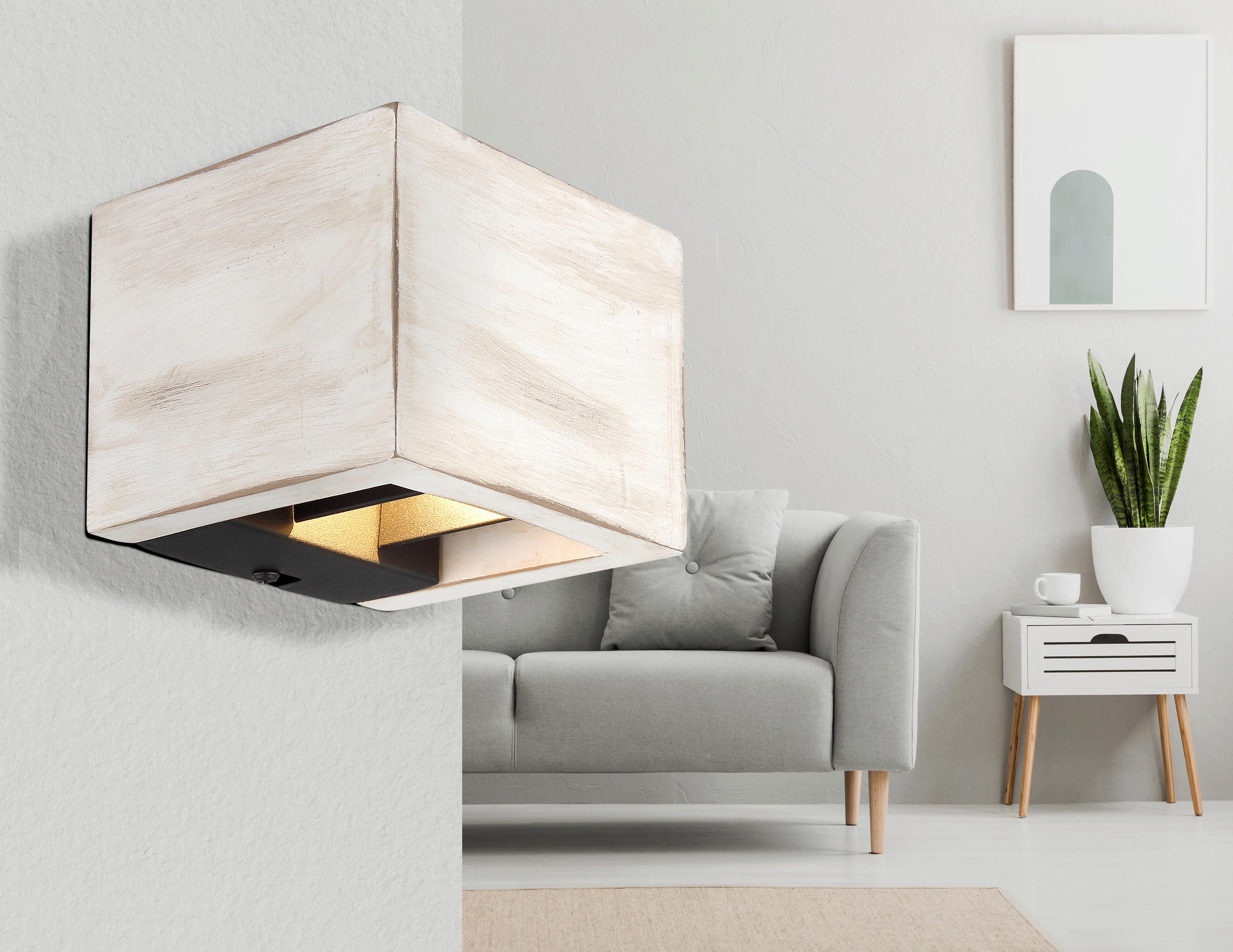 LED-Wandleuchte Alina Schwarz/Weiß max. 8 Watt - Schwarz/Weiß, Design, Holzwerkstoff/Metall (13.2/11.3/9.8cm) - Globo