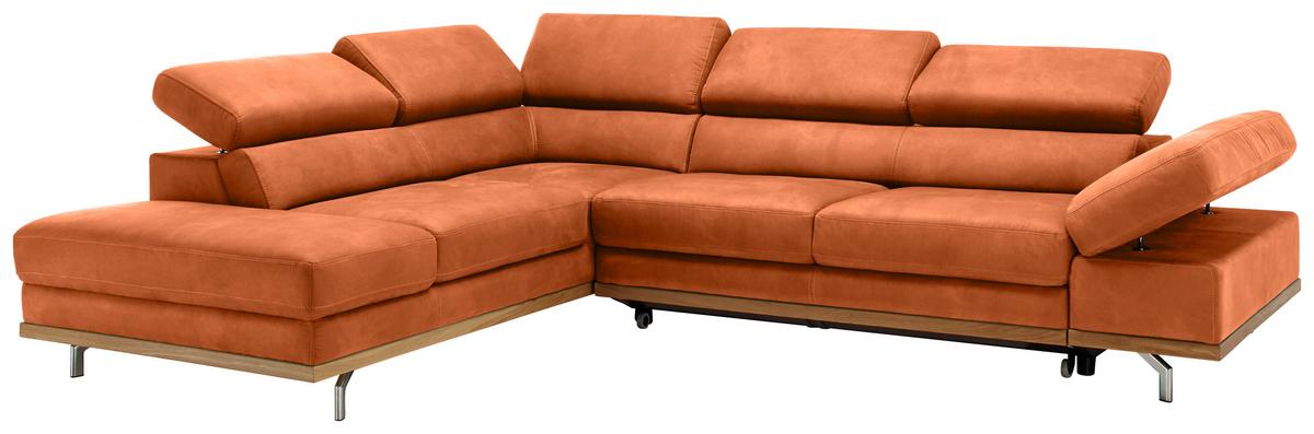 Ecksofa Carmen Orange - Chromfarben/Schwarz, KONVENTIONELL, Holz/Textil (292/93/226cm) - Premium Living