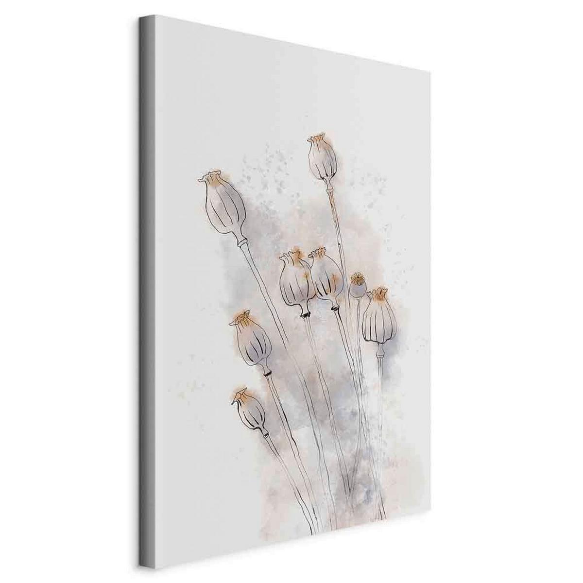 Slika Na Platnu Peaceful Poppies - bež/sivobela, Basics, tekstil/leseni material (40/60/1.2cm) - artgeist