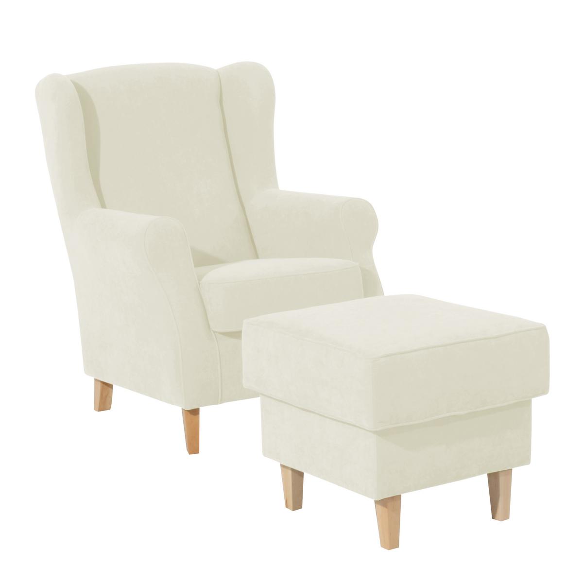 HOCKER LORRIS - Buchefarben/Creme, Design, Holz/Textil (53/45/53cm) - Max Winzer