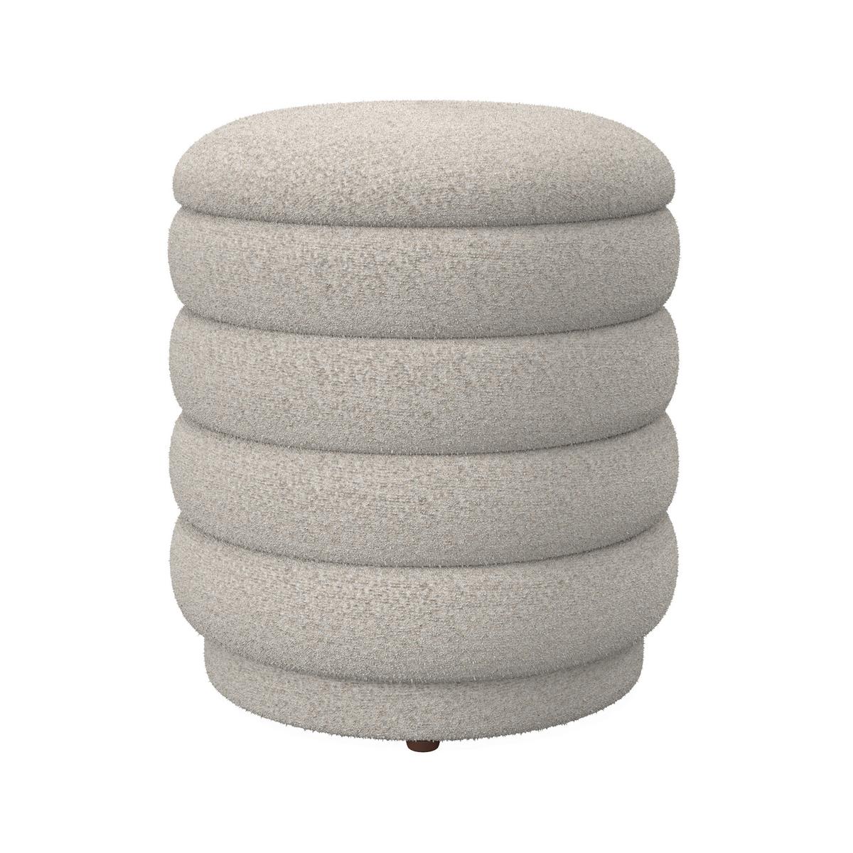 Sitzbank Nina mit Stauraum inkl. 2 Hocker Bouclé Weiß - Naturfarben/Weiß, MODERN, Holz/Holzwerkstoff - Bessagi Home