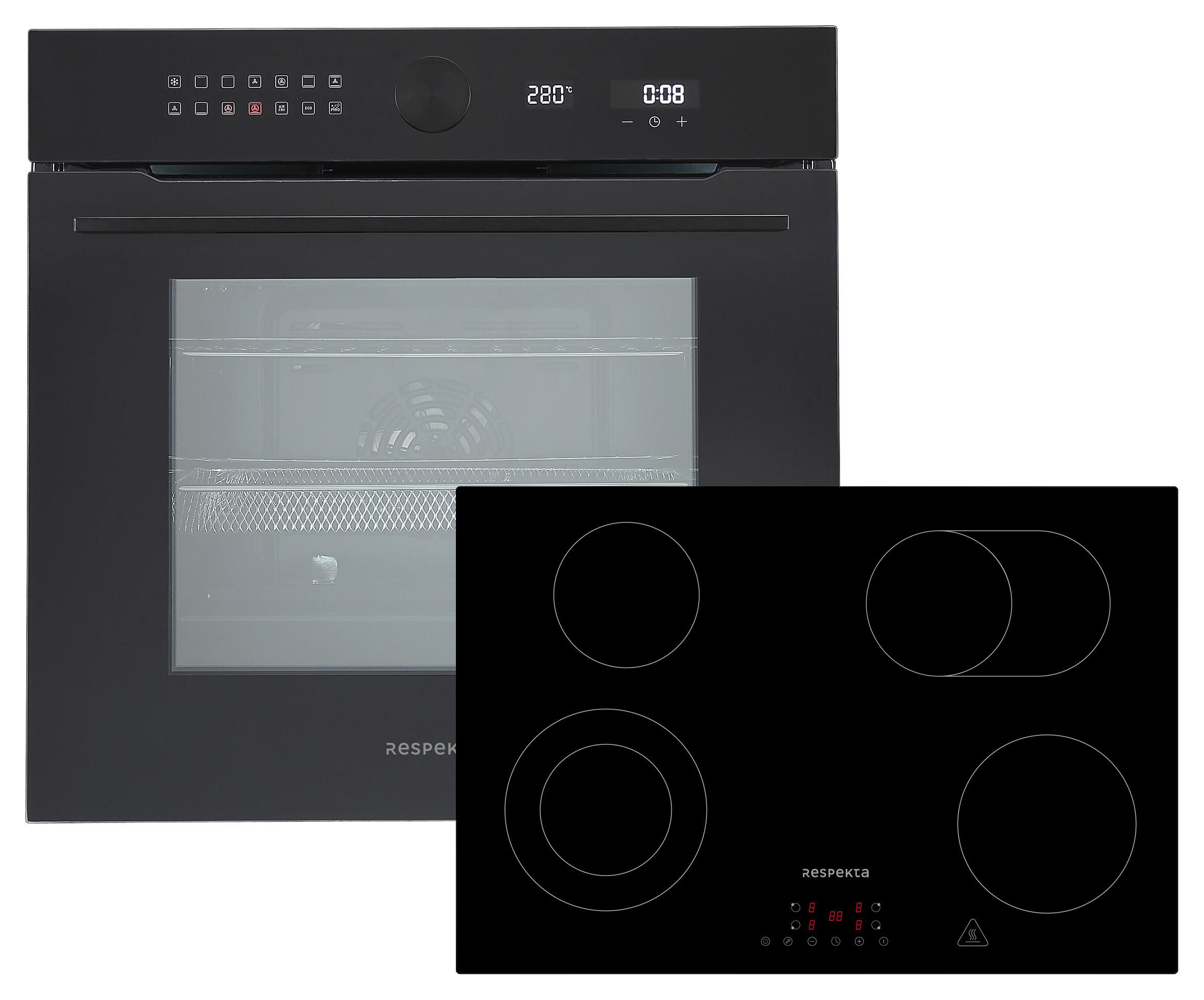 Backofenset Adrian autark 3.250 Watt Schwarz - Schwarz, Basics, Glas/Metall (59,5/59,5/57,5cm) - Respekta