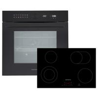 Backofenset Adrian autark 3.250 Watt Schwarz - Schwarz, Basics, Glas/Metall (59,5/59,5/57,5cm) - Respekta