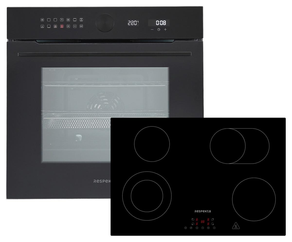 Backofenset Adrian autark 3.250 Watt Schwarz - Schwarz, Basics, Glas/Metall (59,5/59,5/57,5cm) - Respekta